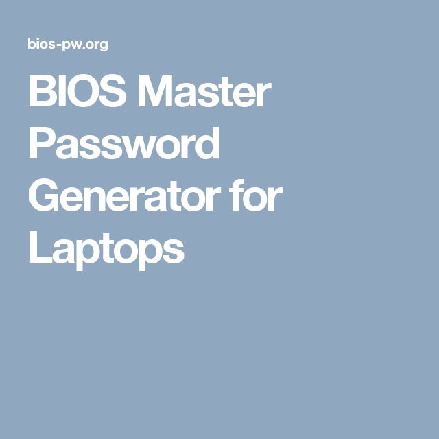 bios master password generator